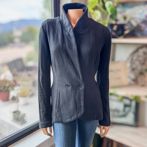 T by Alexander Wang Designer Black Faux Open Back Wrap Blazer Women's Medium - Picture 9 of 13